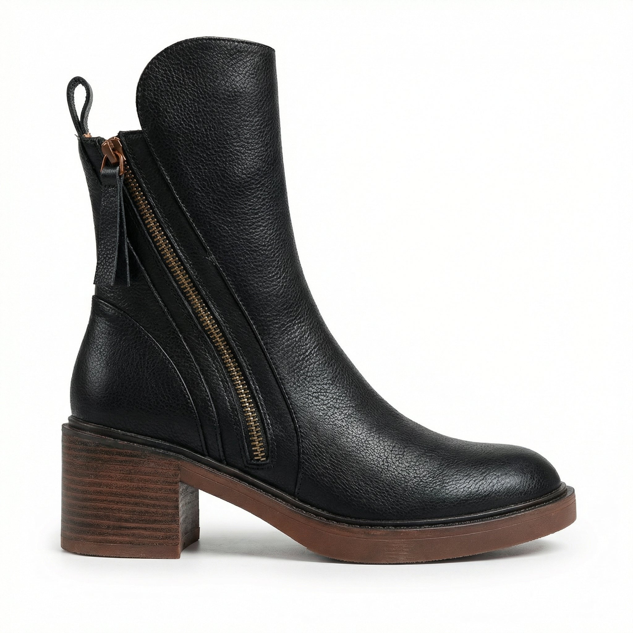 Women's Leather Boots Block Heel