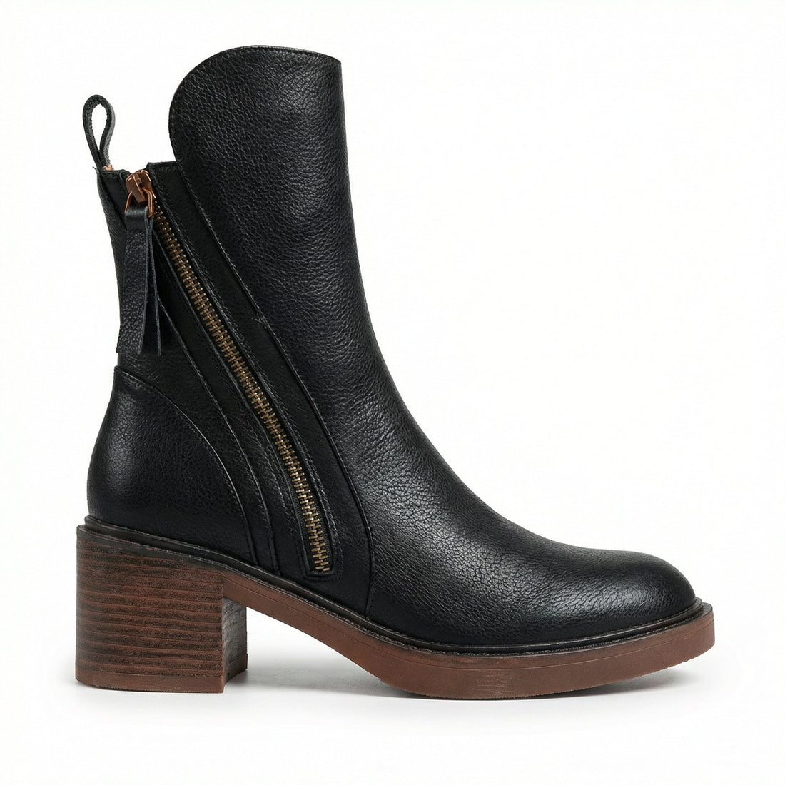 Women's Leather Boots Block Heel