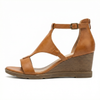 Women's Leather Sandals Wedge Ankle Strap