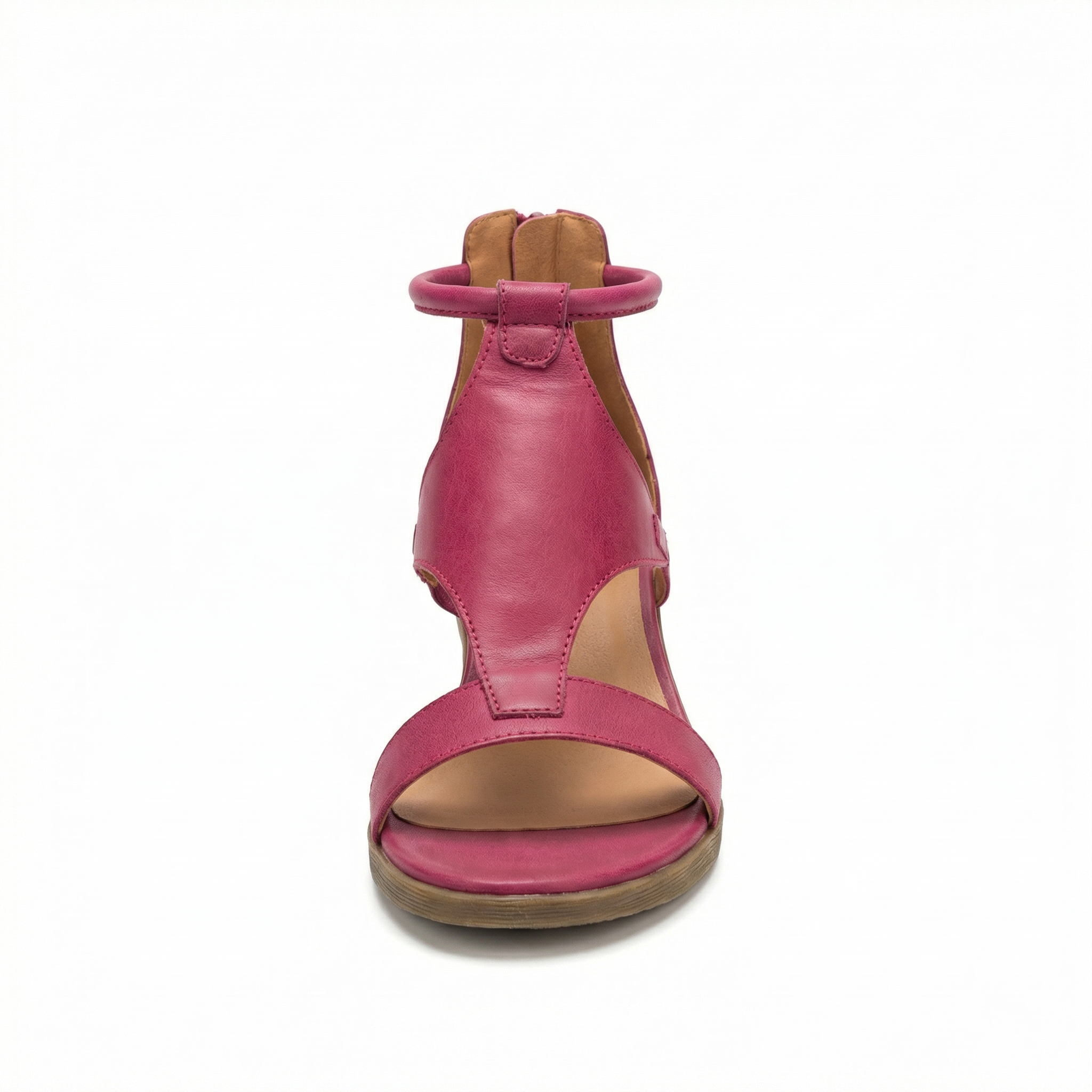 Women's Leather Sandals Wedge Ankle Strap