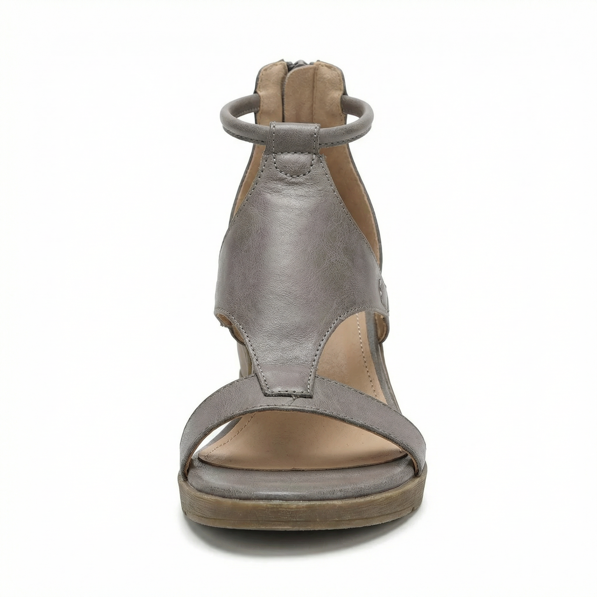 Women's Leather Sandals Wedge Ankle Strap