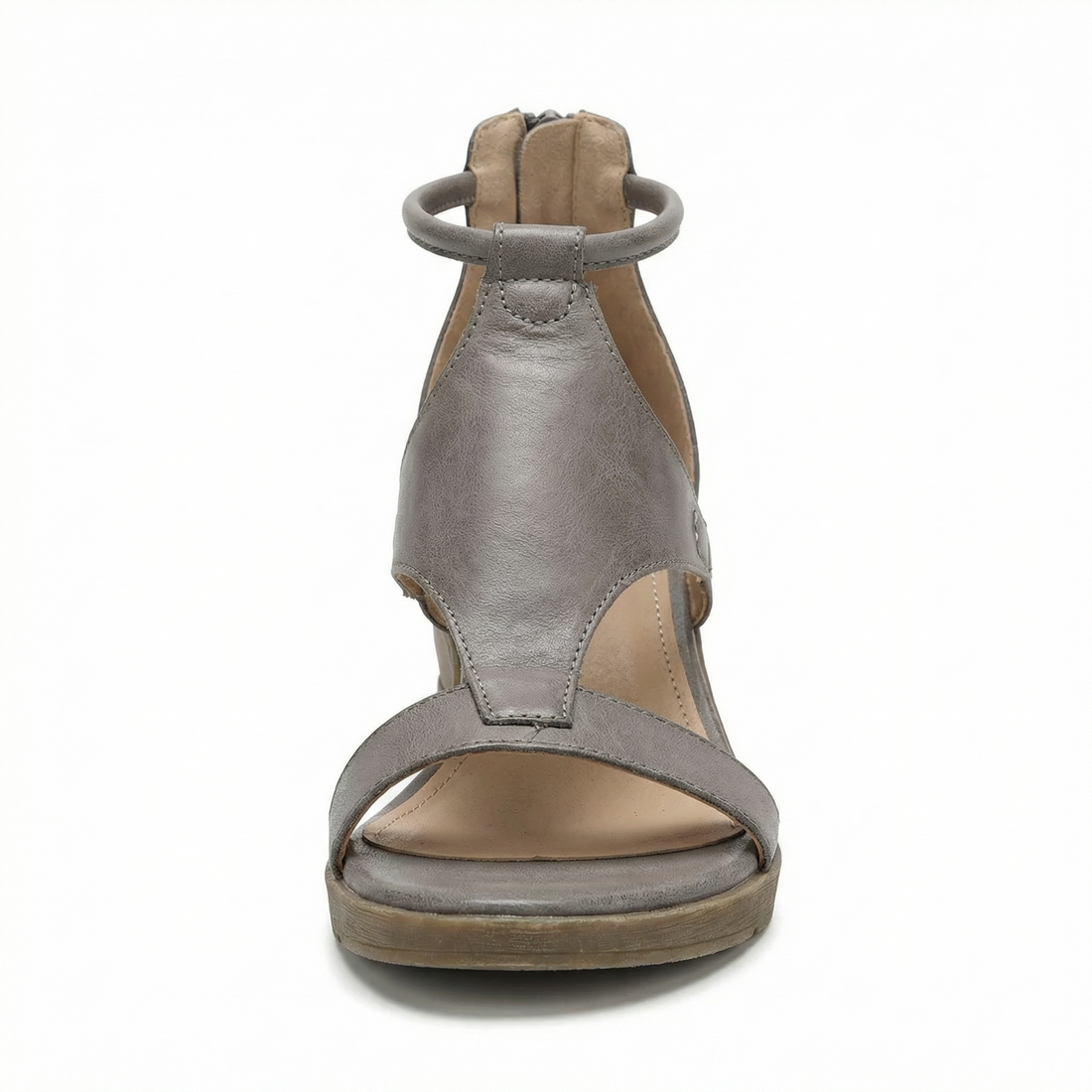 Women's Leather Sandals Wedge Ankle Strap