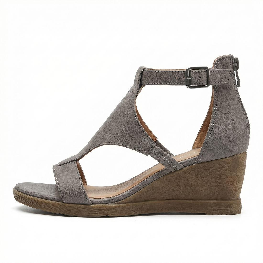 Women's Leather Sandals Wedge Ankle Strap