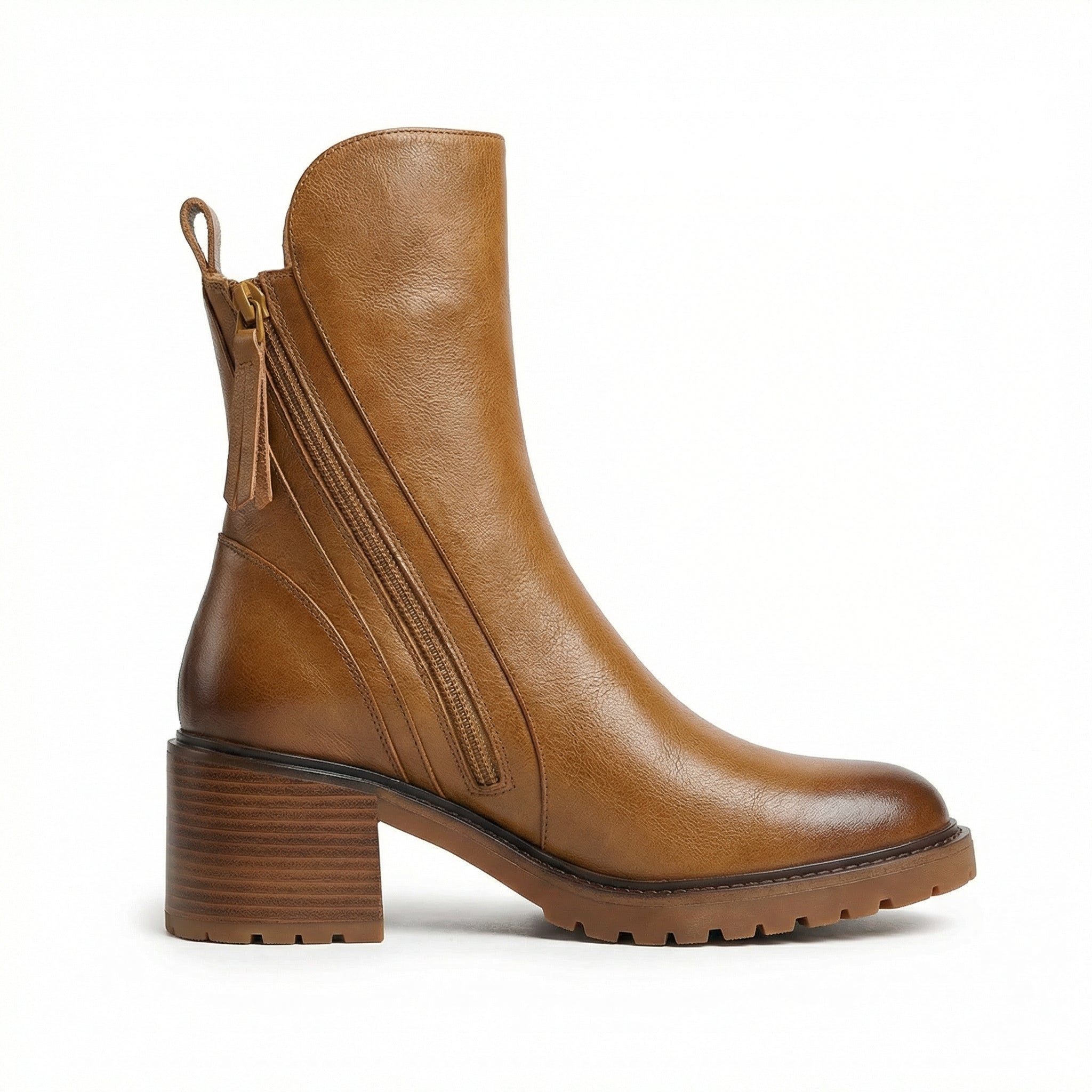 Women's Leather Boots Block Heel