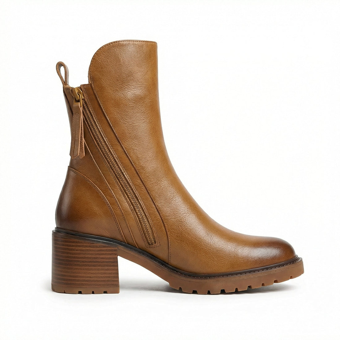 Women's Leather Boots Block Heel